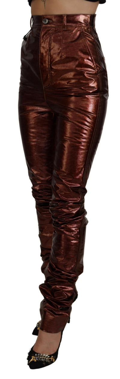 Metallic Bronze High Waist Skinny Jeans