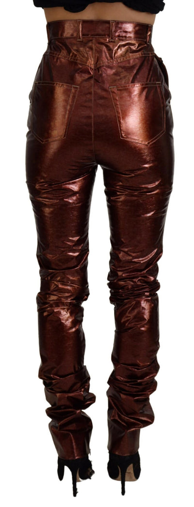 Metallic Bronze High Waist Skinny Jeans