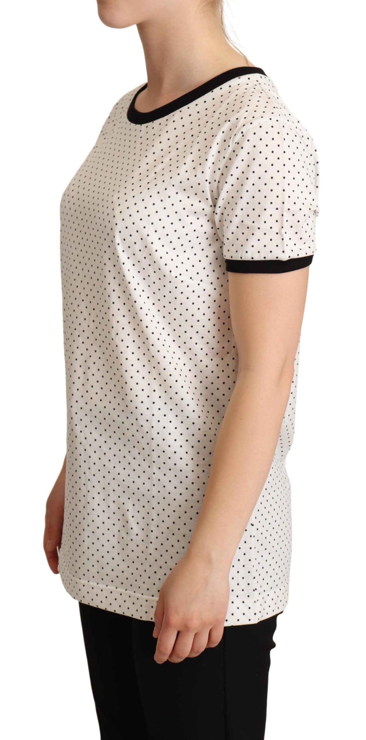 White Dotted Crewneck Cotton T-shirt