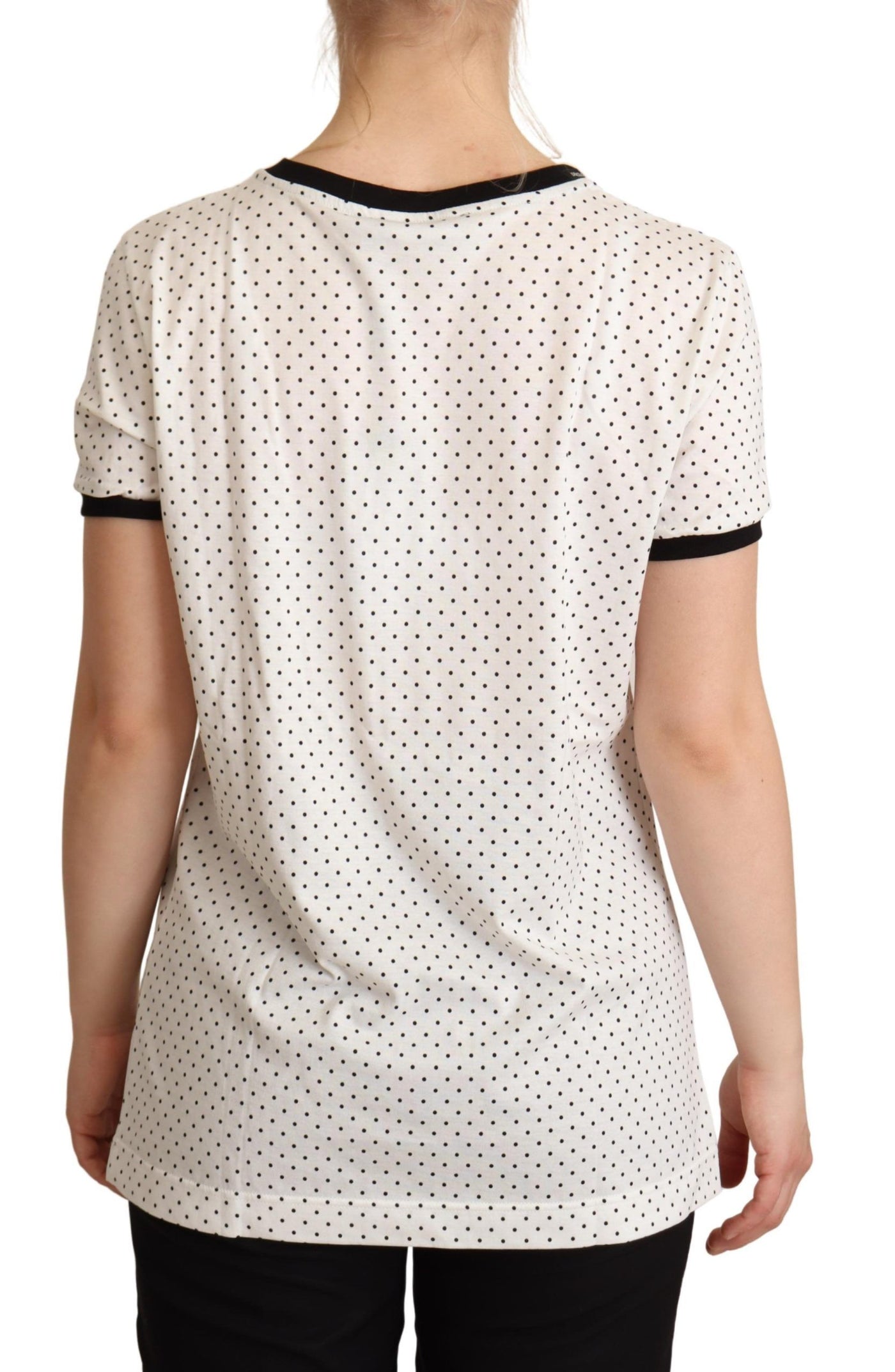 White Dotted Crewneck Cotton T-shirt