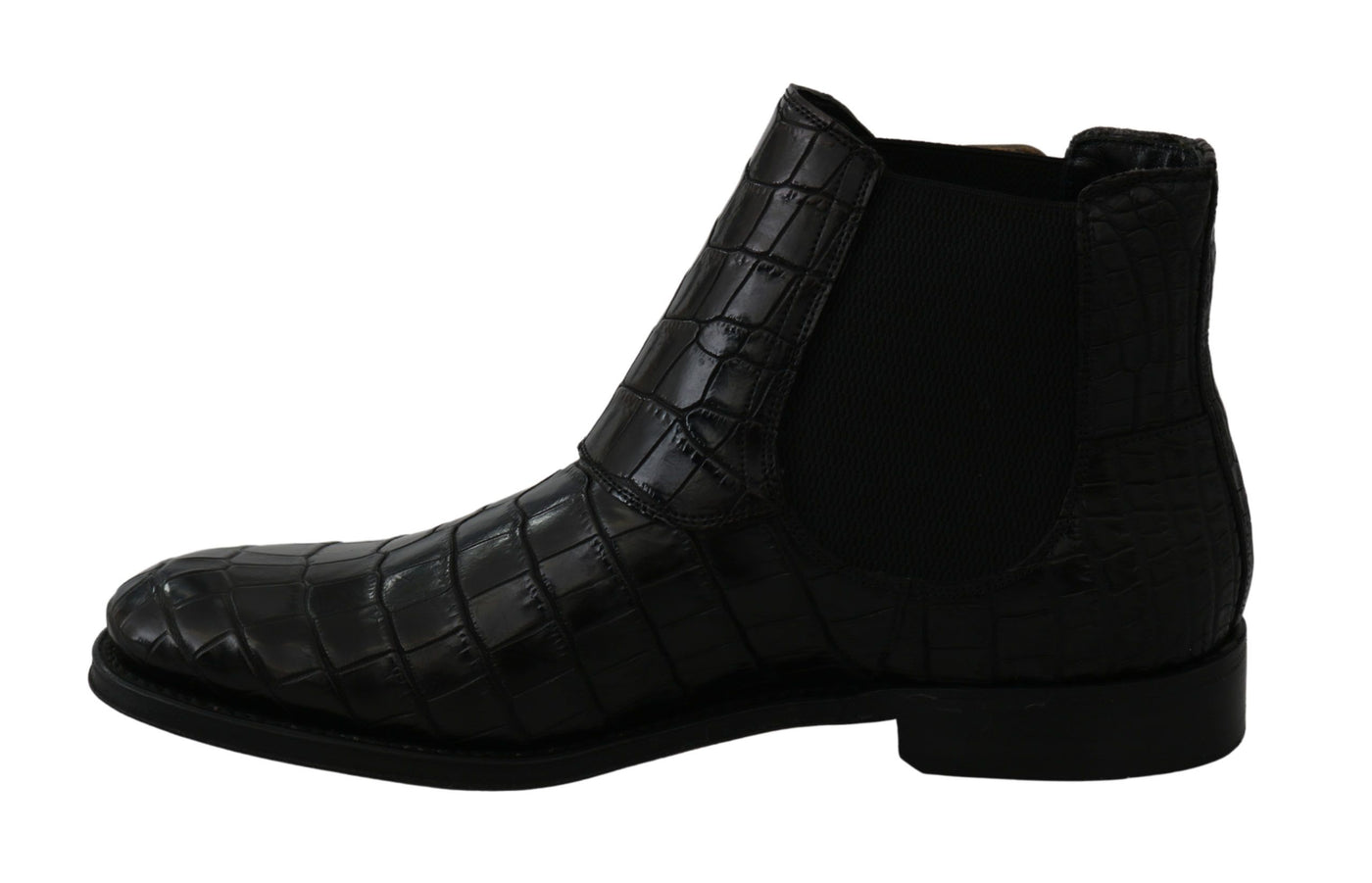 Black Crocodile Leather Derby Boots Shoes