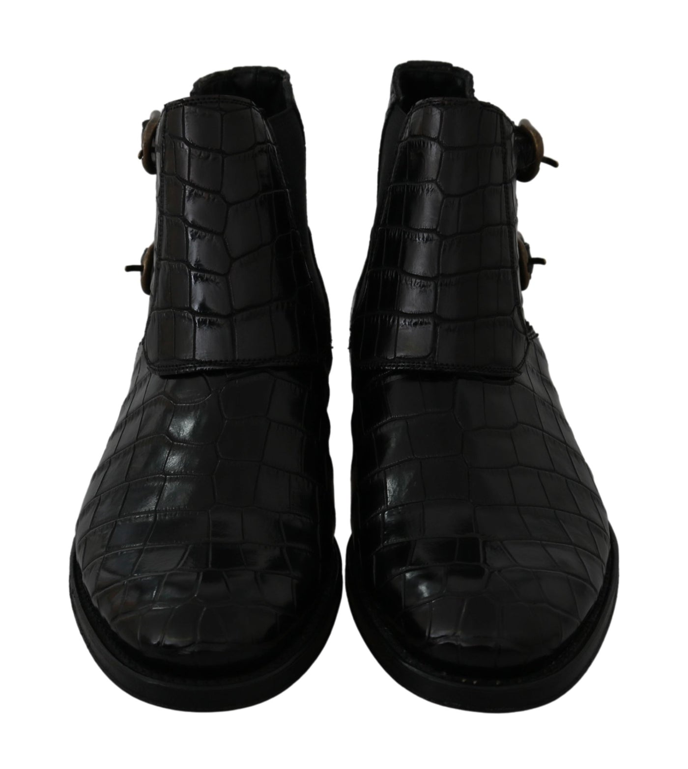 Black Crocodile Leather Derby Boots Shoes