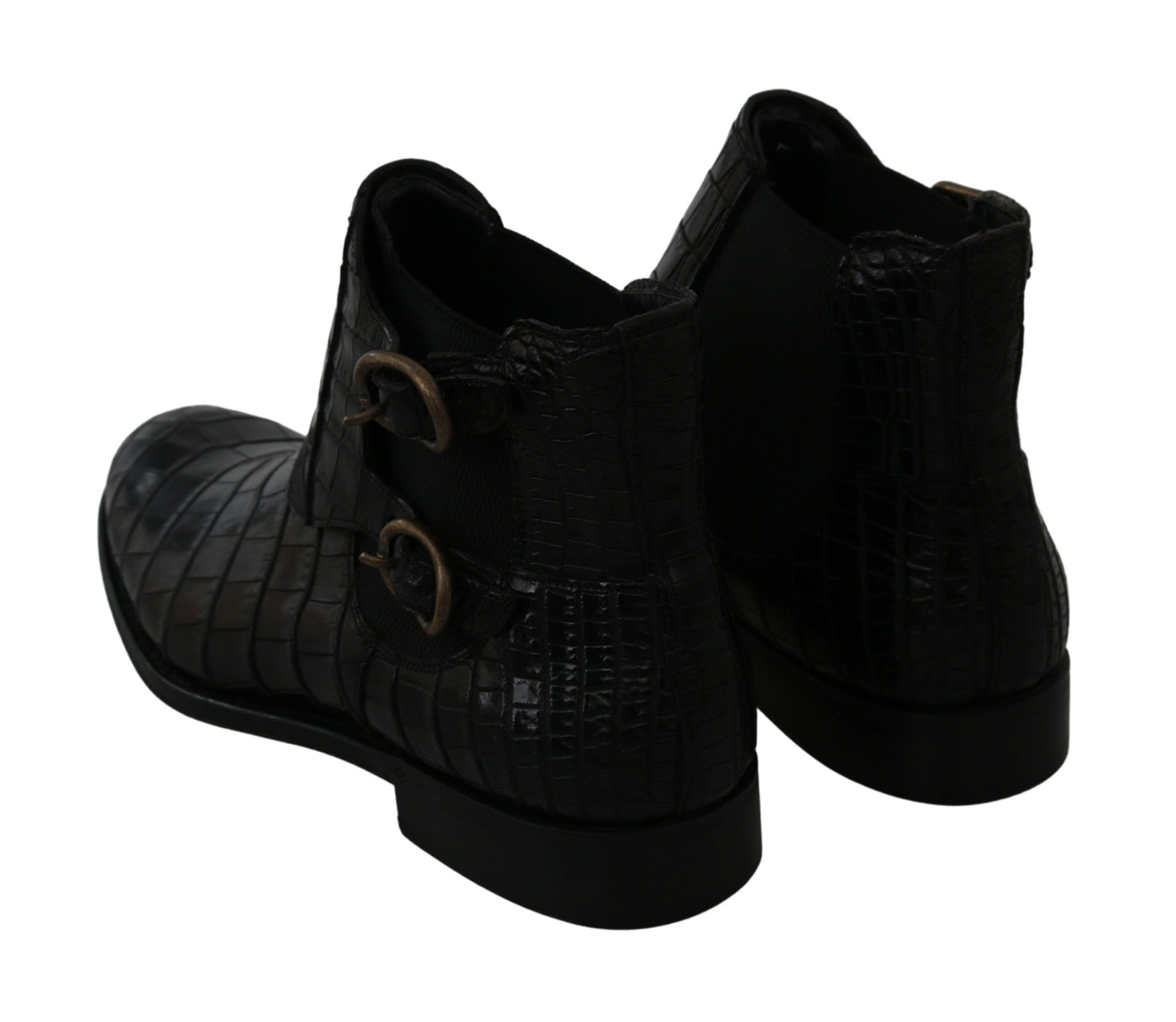 Black Crocodile Leather Derby Boots Shoes