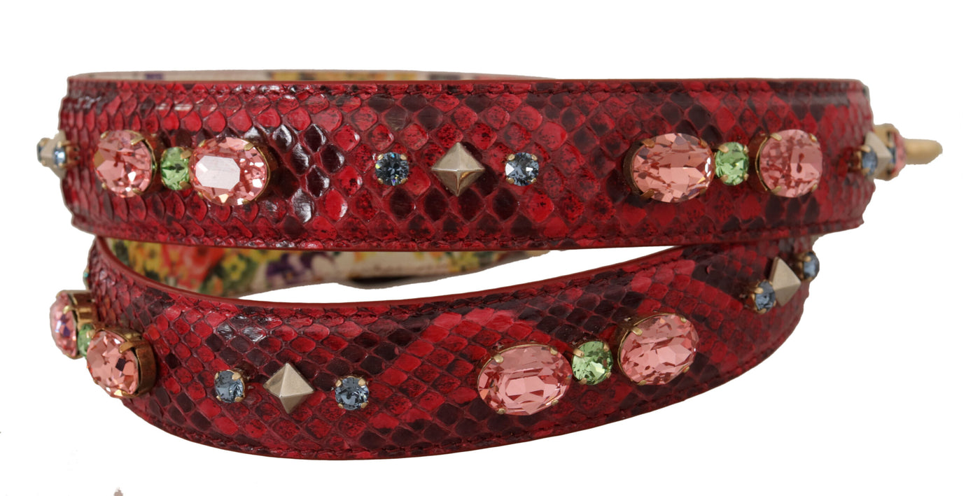 Red Exotic Leather Crystals Reversible Shoulder Strap