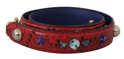 Red Exotic Leather Crystals Shoulder Strap