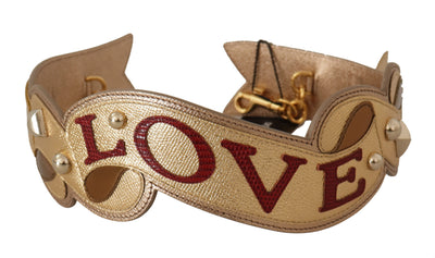 Gold Leather LOVE Patch Bag Shoulder Strap