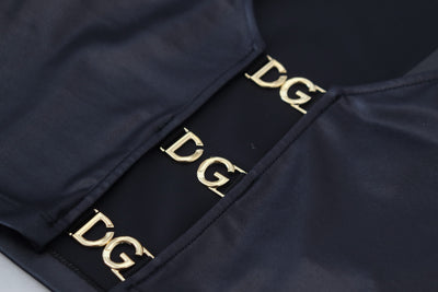 Black Gold DG Buckle Long Sleeve Cropped Top