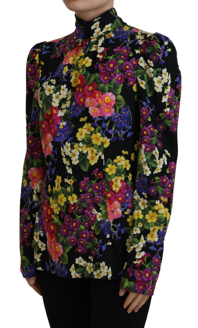 Multicolor Floral Silk Turtle Neck Sweater