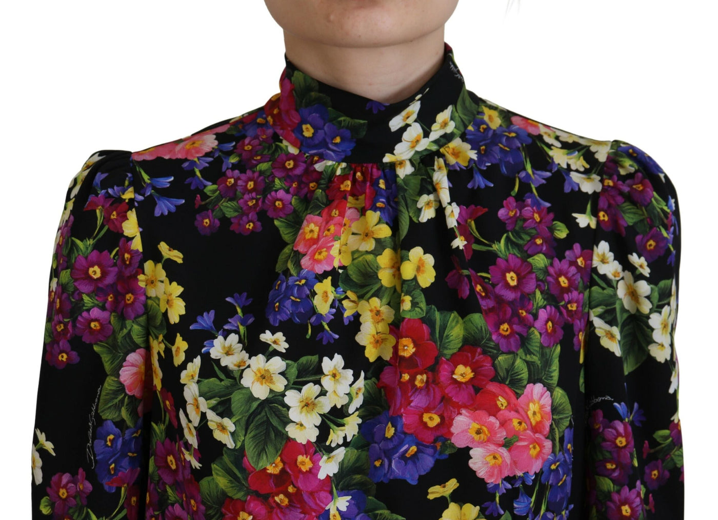 Multicolor Floral Silk Turtle Neck Sweater