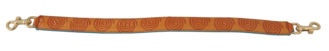 Orange Leather Swirl Print Bag Shoulder Strap