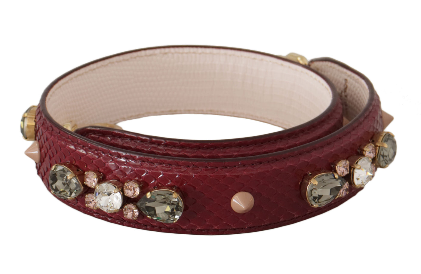 Bordeaux Leather Crystals Bag Shoulder Strap