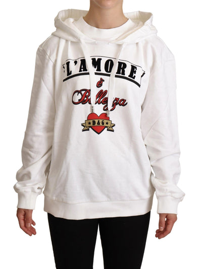 White L'Amore Hooded Pullover Sweater