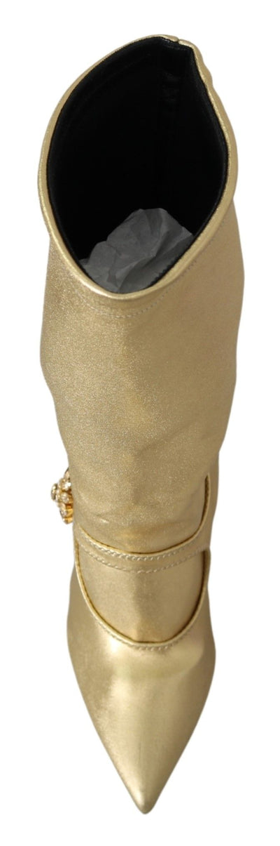 Gold Rhinestones Ankle Boots Socks Shoes