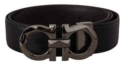 Black and Dark Brown Leather Reversible Belt