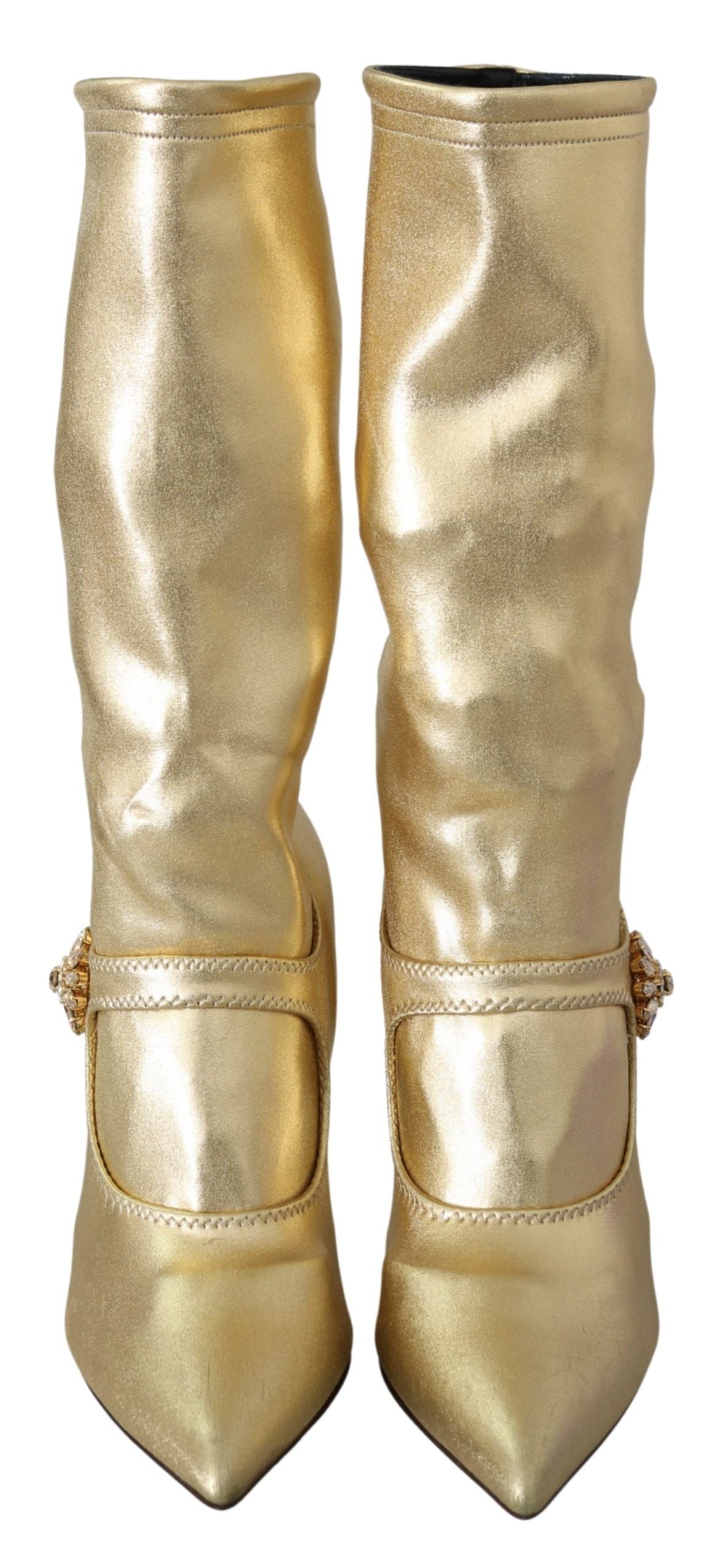 Gold Rhinestones Ankle Boots Socks Shoes