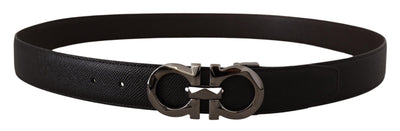 Black and Dark Brown Leather Reversible Belt