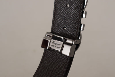 Black and Dark Brown Leather Reversible Belt