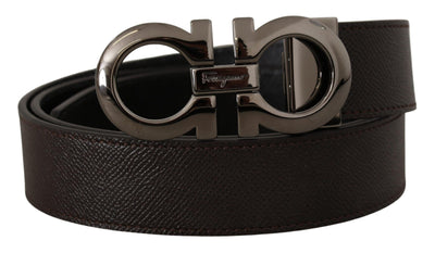 Dark Brown and Black Calf Leather Reversible Belt