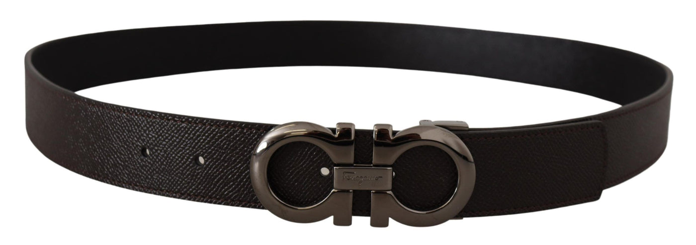 Dark Brown and Black Calf Leather Reversible Belt