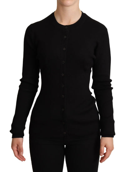 Black Cashmere Button Down Cardigan Sweater