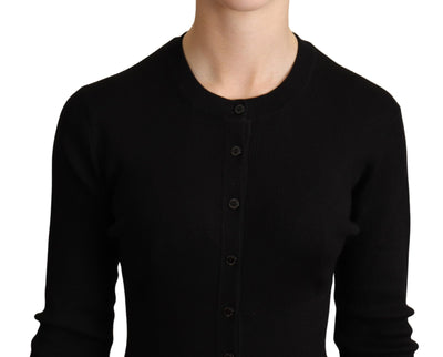 Black Cashmere Button Down Cardigan Sweater