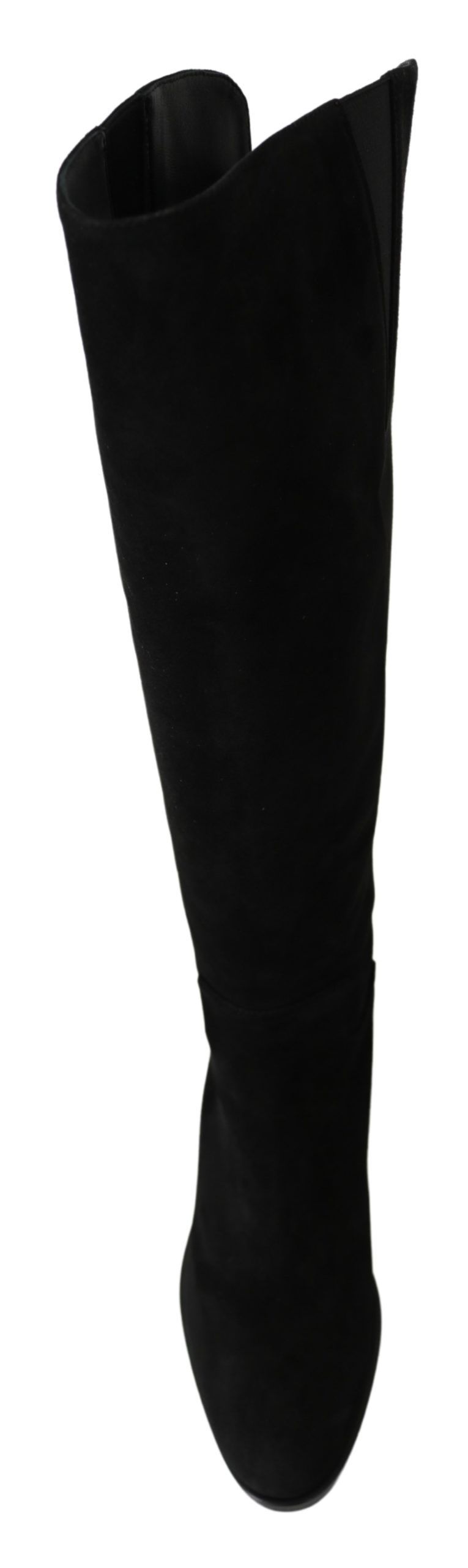 Black Suede Knee High Flat Boots Shoes