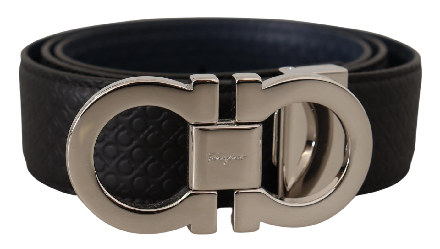 Fjord Blue and Black Calf Leather Reversible Belt