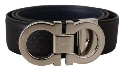 Fjord Blue and Black Calf Leather Reversible Belt