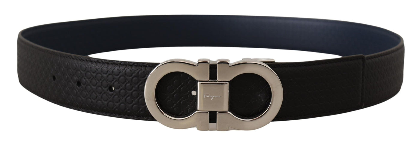 Fjord Blue and Black Calf Leather Reversible Belt