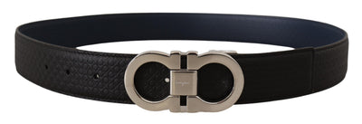 Fjord Blue and Black Calf Leather Reversible Belt