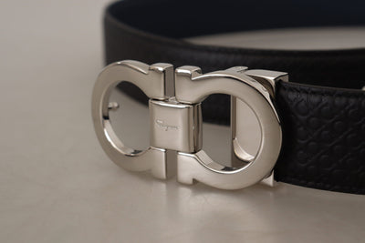 Fjord Blue and Black Calf Leather Reversible Belt