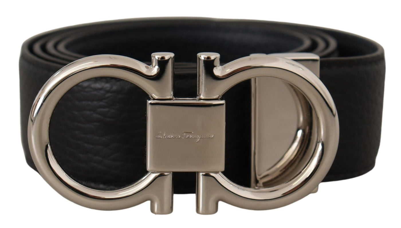 Black and Blue Calf Leather Reversible Belt