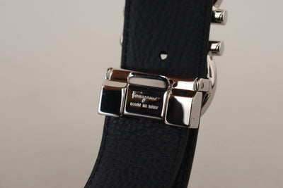 Black and Blue Calf Leather Reversible Belt