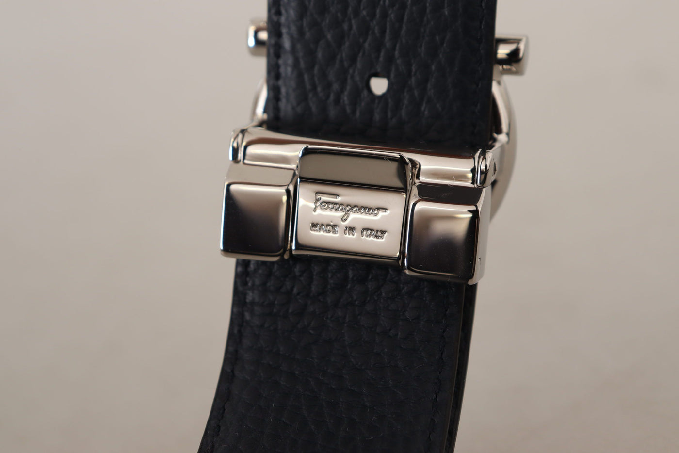 Black and Blue Calf Leather Reversible Belt