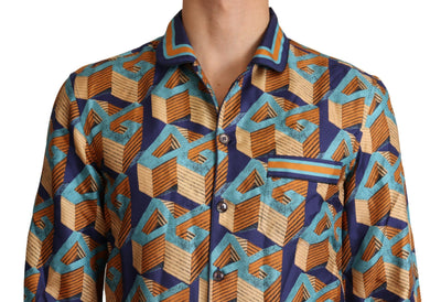 Multicolor DG Logo Silk Mens Top Shirt