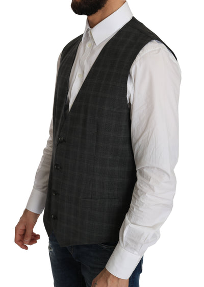 Gray Wool STAFF Checkered Stretch Vest