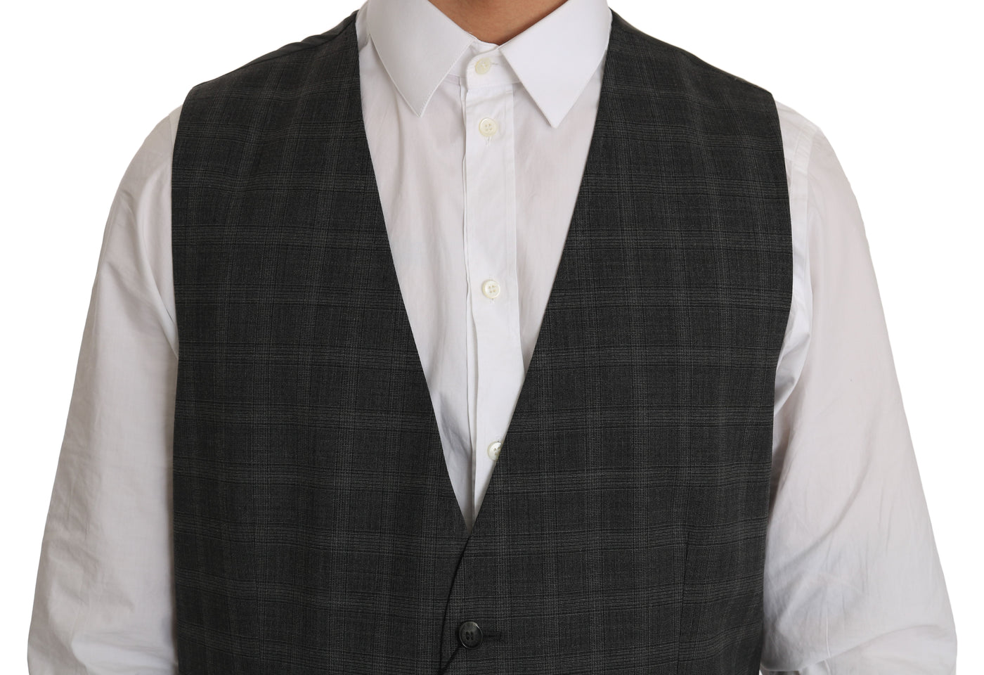 Gray Wool STAFF Checkered Stretch Vest