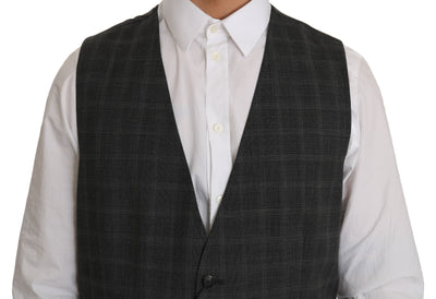 Gray Wool STAFF Checkered Stretch Vest