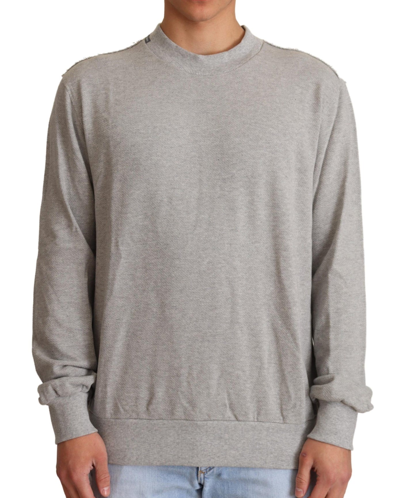 Gray Cotton Crewneck Pullover Sweater