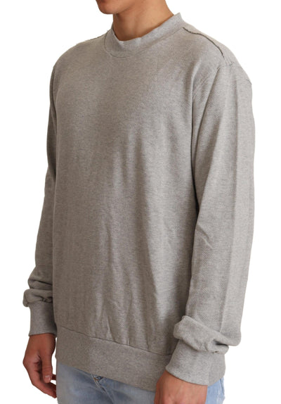 Gray Cotton Crewneck Pullover Sweater