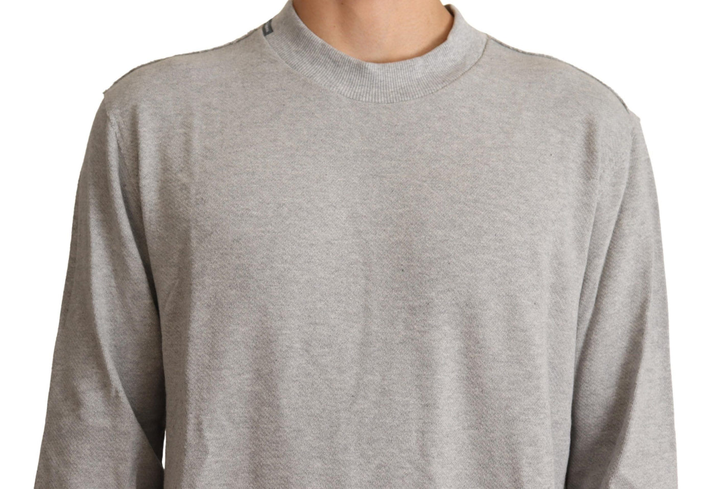 Gray Cotton Crewneck Pullover Sweater