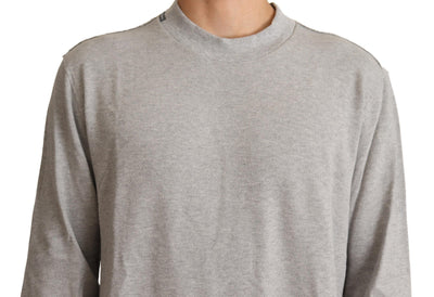 Gray Cotton Crewneck Pullover Sweater