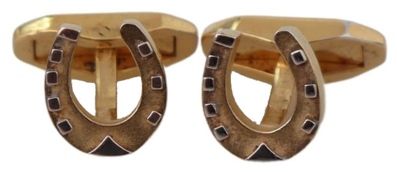 Gold Plated Brass Horseshoe Men Accessory Cufflinks