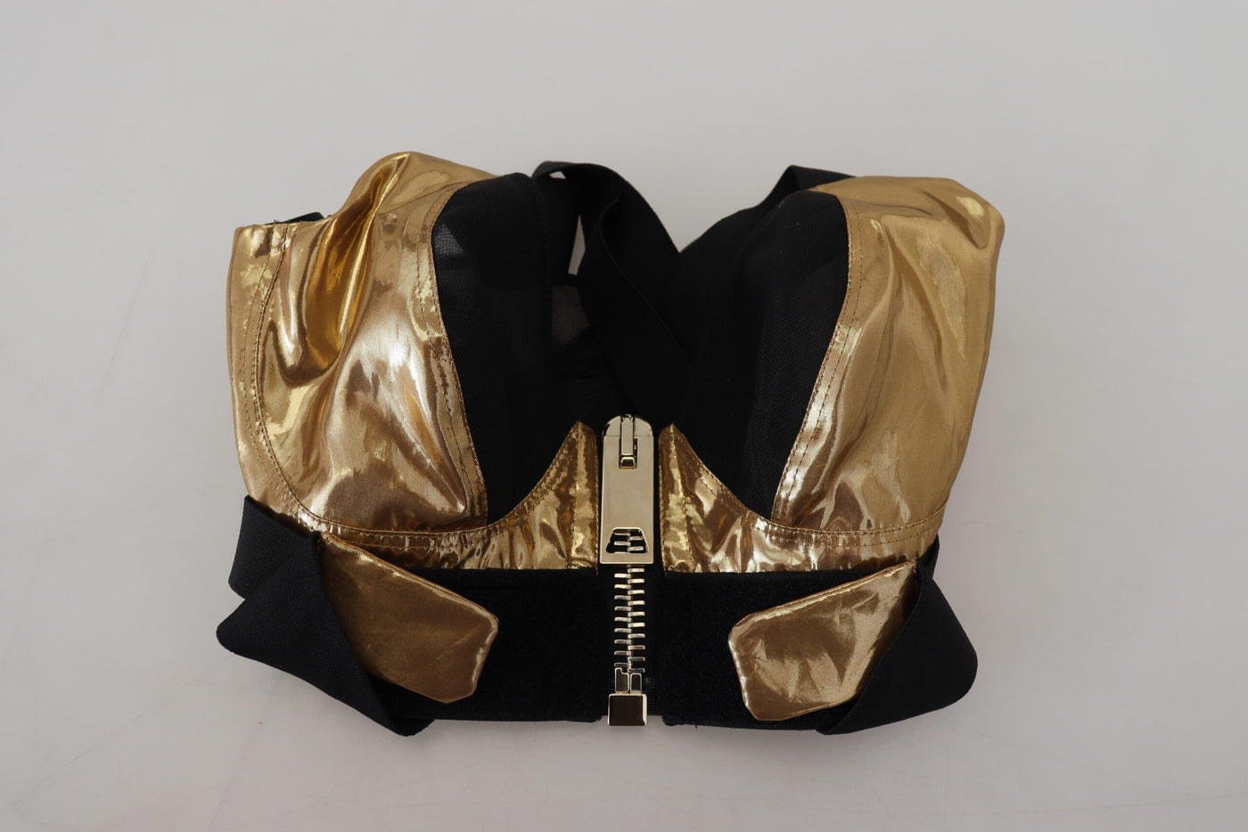 Black Gold Sleeveless Cropped Bustier Top