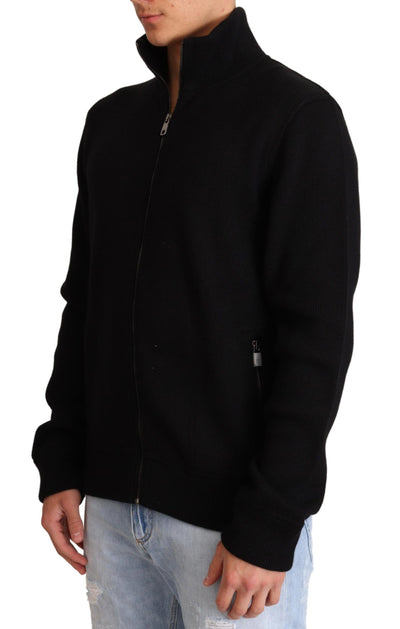 Black Cashmere Zipper Mens Sweater