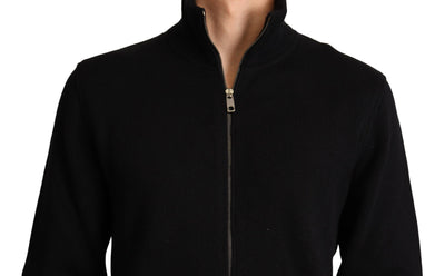 Black Cashmere Zipper Mens Sweater