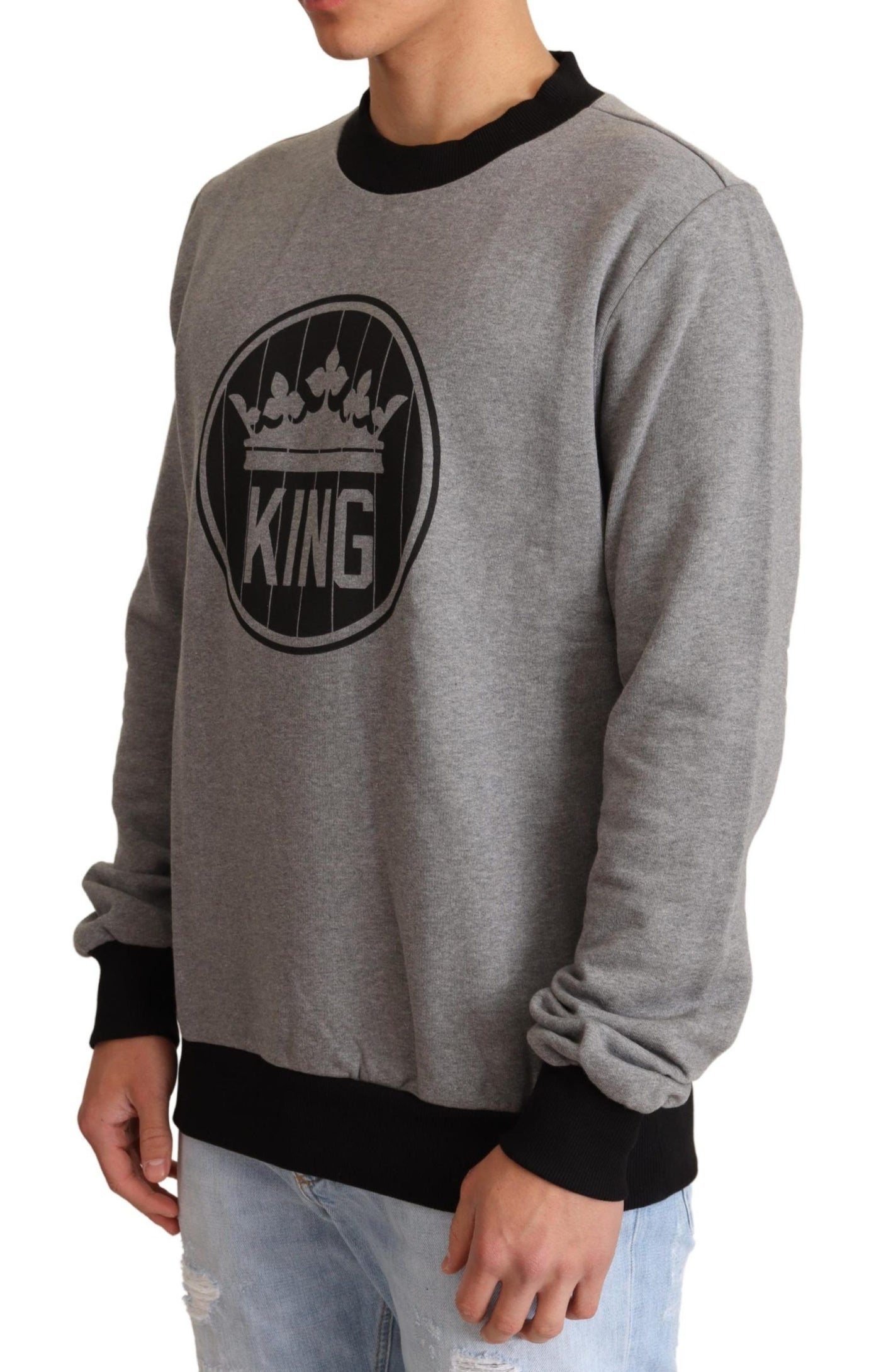 Gray Crown King Cotton Pullover Sweater