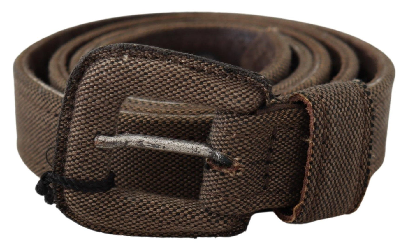 Brown Leather Logo Buckle Waist Belt