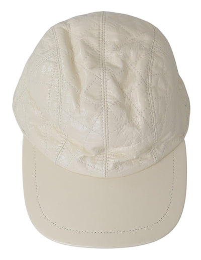 White Lamb Skin 100% Leather Baseball Hat