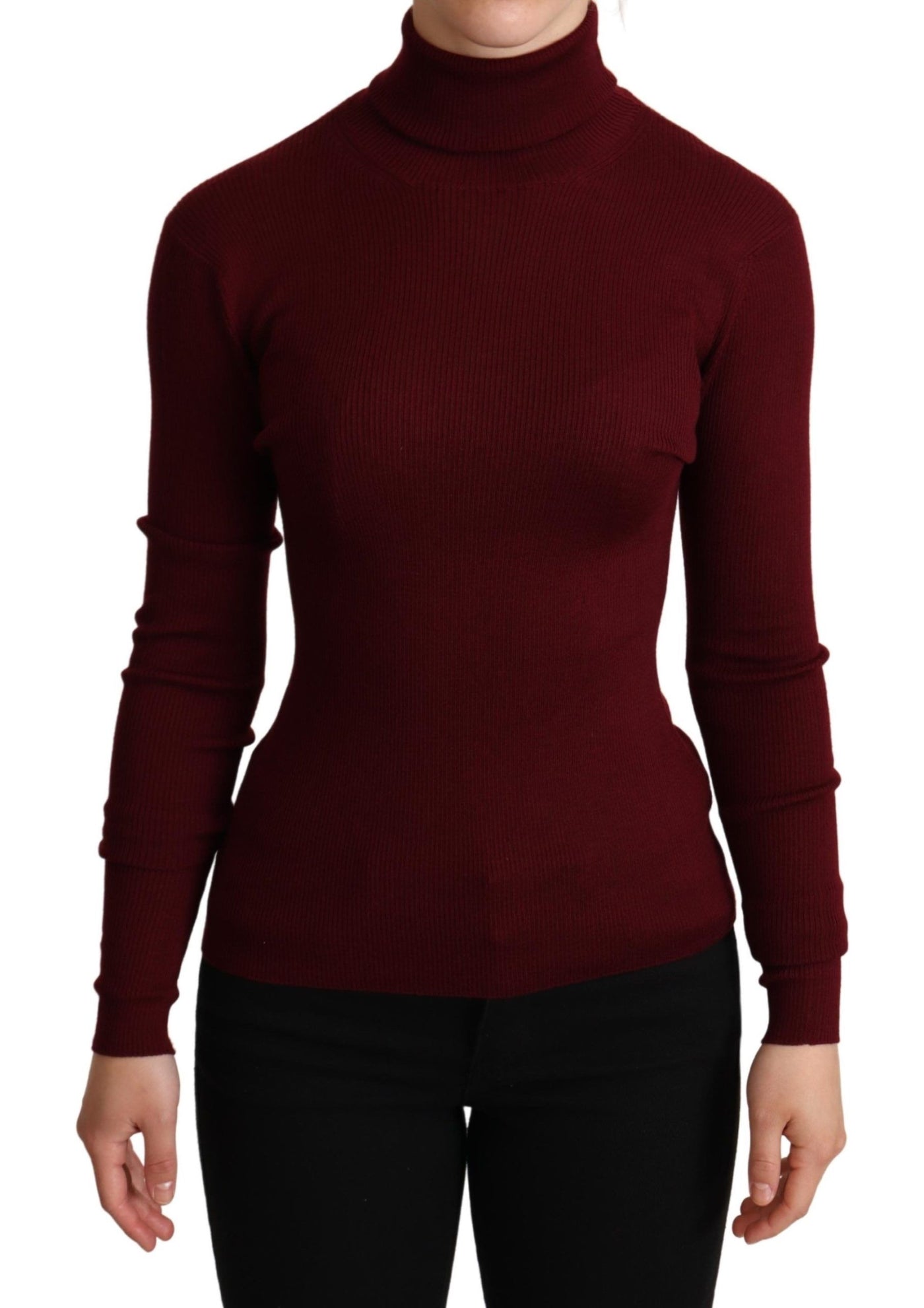 Bordeaux Turtle Neck Cashmere Silk Sweater